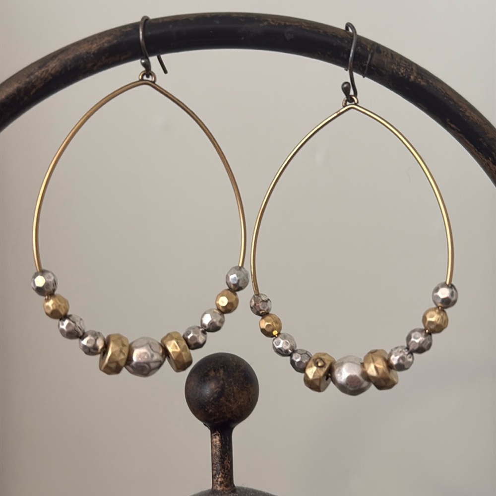 Vintage White House Black Market, Gold and Silver Hoop Earrings